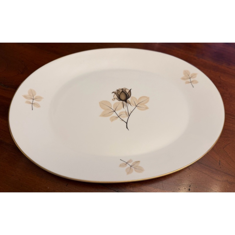 Vintage Rosenthal Shadow Rose 15" Large Oval Serving Platter Germany Gold Trim
